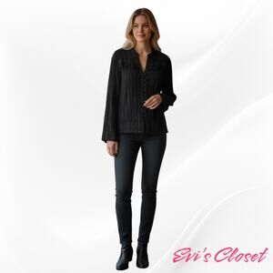 Antilia Femme Women's Blouse Black. Sz 1X. Black Whimsical BOHO Black